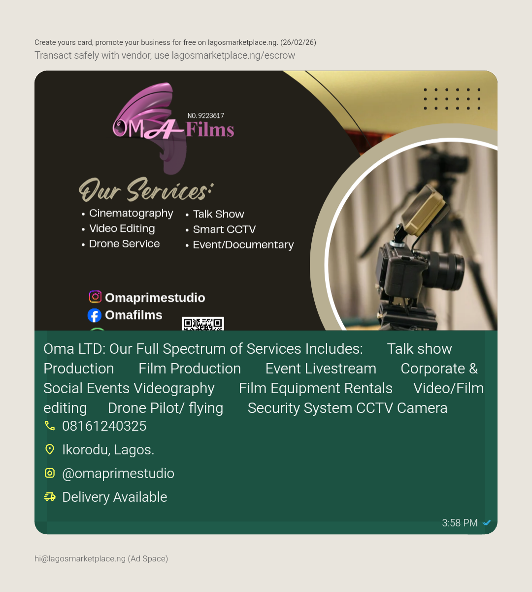 Oma LTD: Our Full Spectrum of Services Includes: